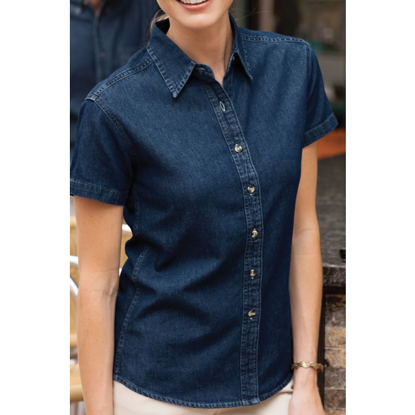 Port & Company® Value Denim Ladies' Short Sleeve Shirt