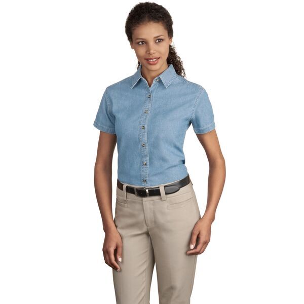 Port & Company® Value Denim Ladies' Short Sleeve Shirt