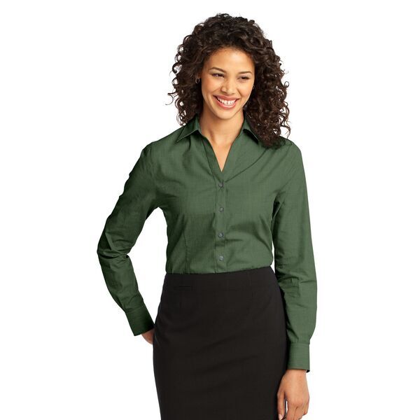 Port Authority® Crosshatch Easy Care Poplin Ladies' Shirt