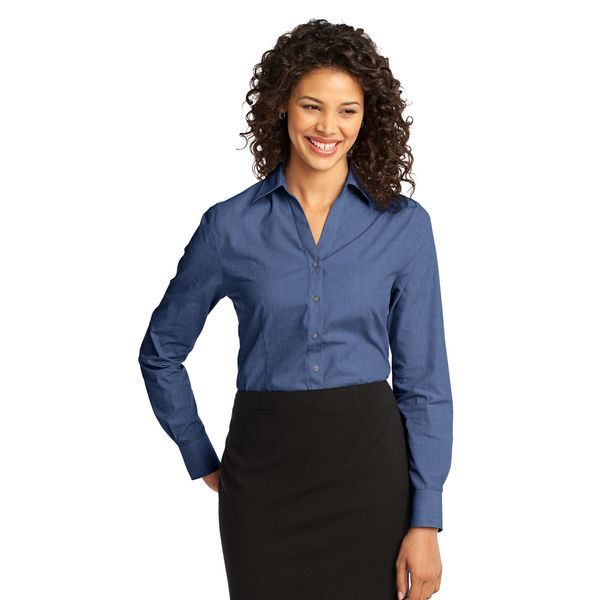 Port Authority® Crosshatch Easy Care Poplin Ladies' Shirt
