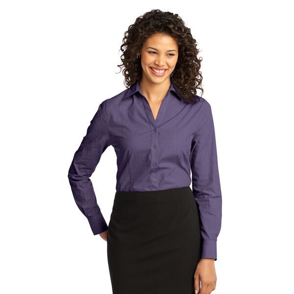 Port Authority® Crosshatch Easy Care Poplin Ladies' Shirt