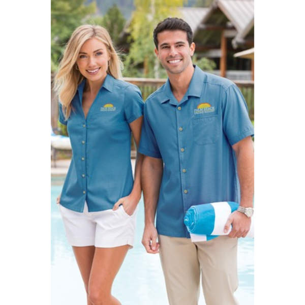 Port Authority® Textured Men's Short Sleeve Camp Shirt