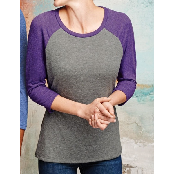District Made® Perfect Tri™ Ladies' 3/4-Sleeve Raglan
