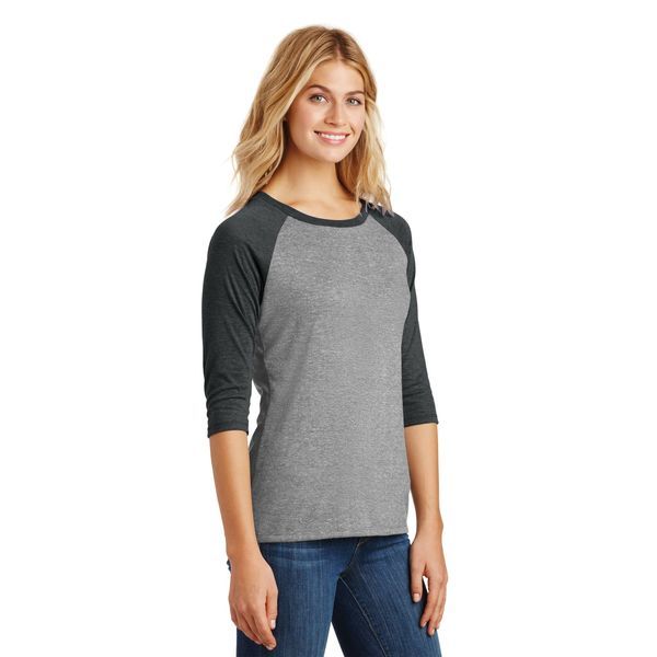 District Made® Perfect Tri™ Ladies' 3/4-Sleeve Raglan