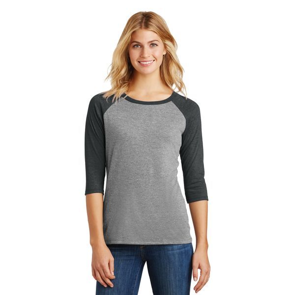District Made® Perfect Tri™ Ladies' 3/4-Sleeve Raglan