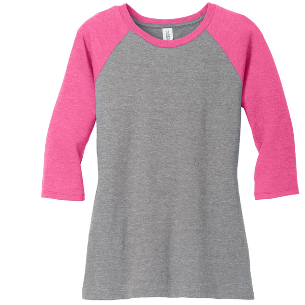 District Made® Perfect Tri™ Ladies' 3/4-Sleeve Raglan