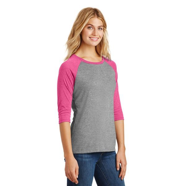 District Made® Perfect Tri™ Ladies' 3/4-Sleeve Raglan