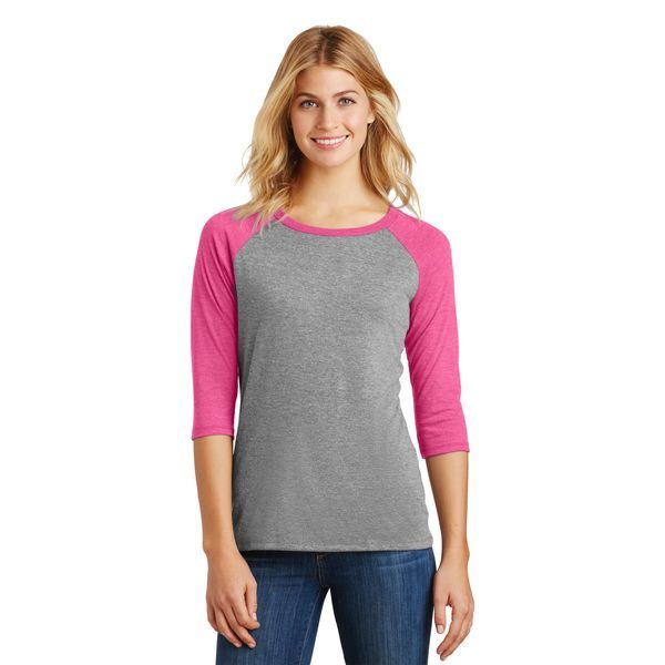District Made® Perfect Tri™ Ladies' 3/4-Sleeve Raglan
