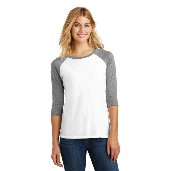 District Made® Perfect Tri™ Ladies' 3/4-Sleeve Raglan