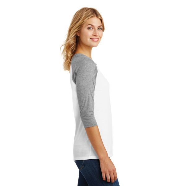 District Made® Perfect Tri™ Ladies' 3/4-Sleeve Raglan