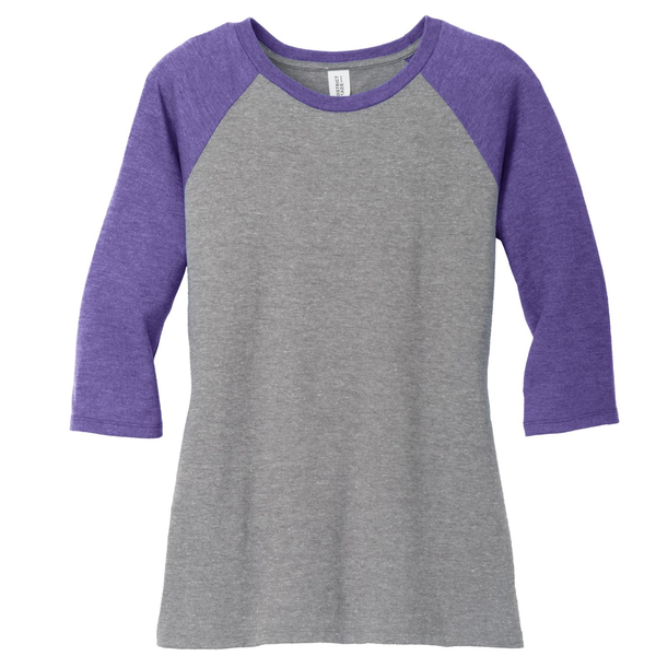District Made® Perfect Tri™ Ladies' 3/4-Sleeve Raglan
