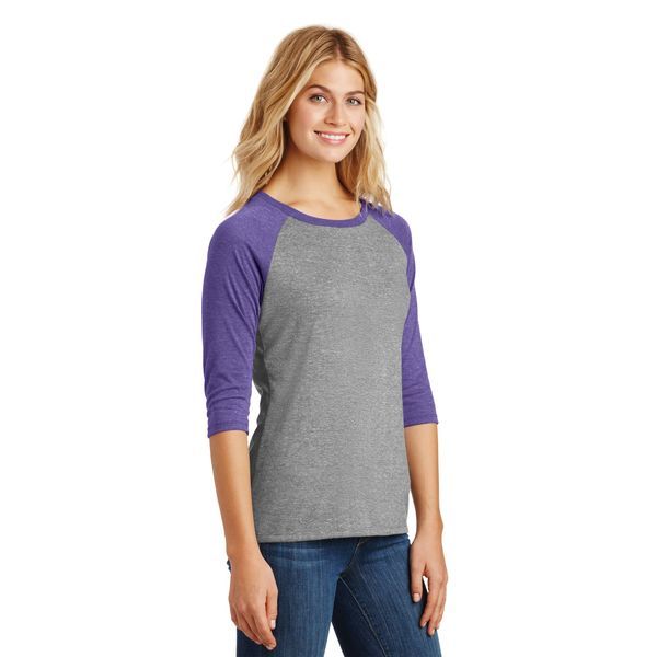 District Made® Perfect Tri™ Ladies' 3/4-Sleeve Raglan