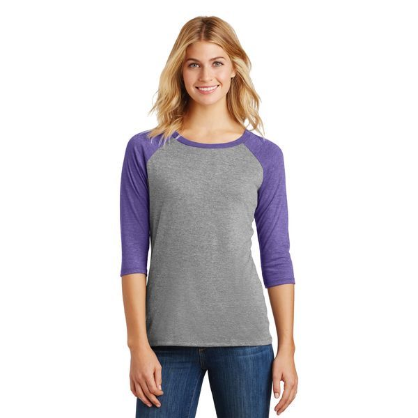 District Made® Perfect Tri™ Ladies' 3/4-Sleeve Raglan