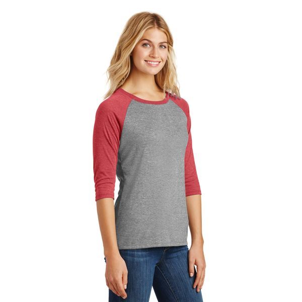 District Made® Perfect Tri™ Ladies' 3/4-Sleeve Raglan