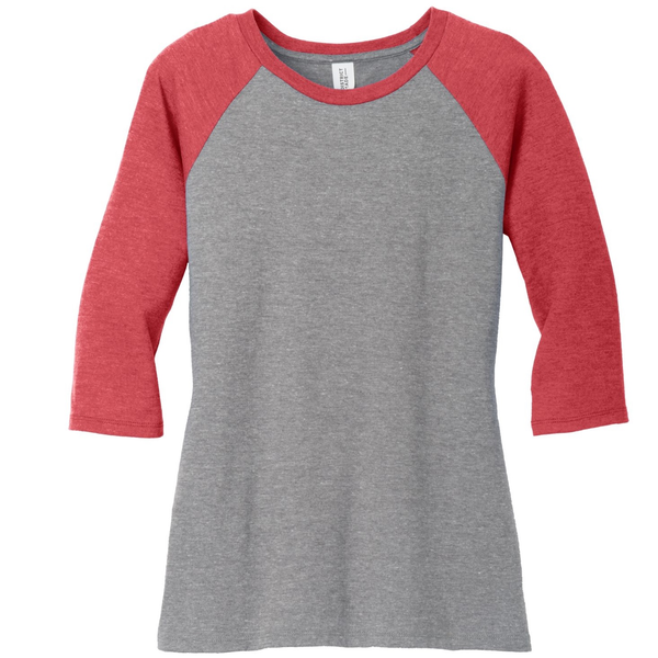 District Made® Perfect Tri™ Ladies' 3/4-Sleeve Raglan