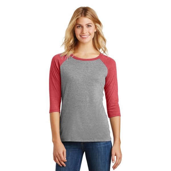 District Made® Perfect Tri™ Ladies' 3/4-Sleeve Raglan