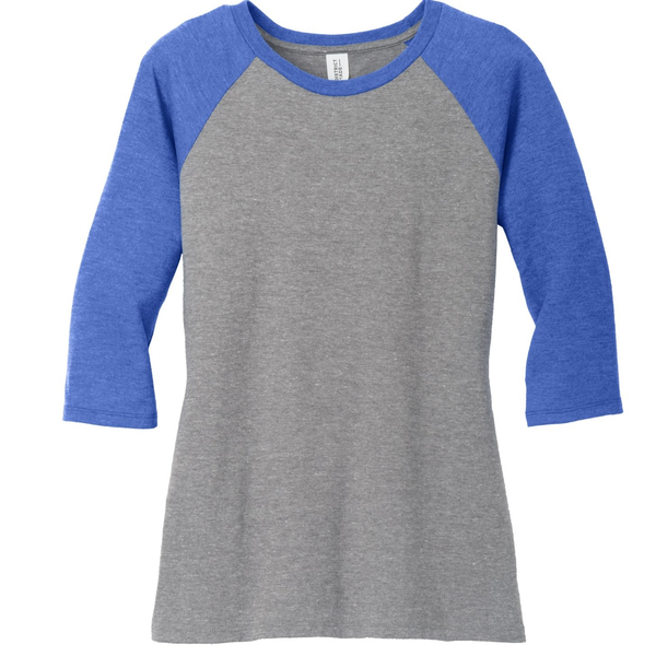 District Made® Perfect Tri™ Ladies' 3/4-Sleeve Raglan