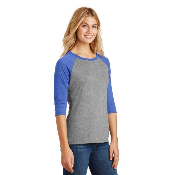 District Made® Perfect Tri™ Ladies' 3/4-Sleeve Raglan