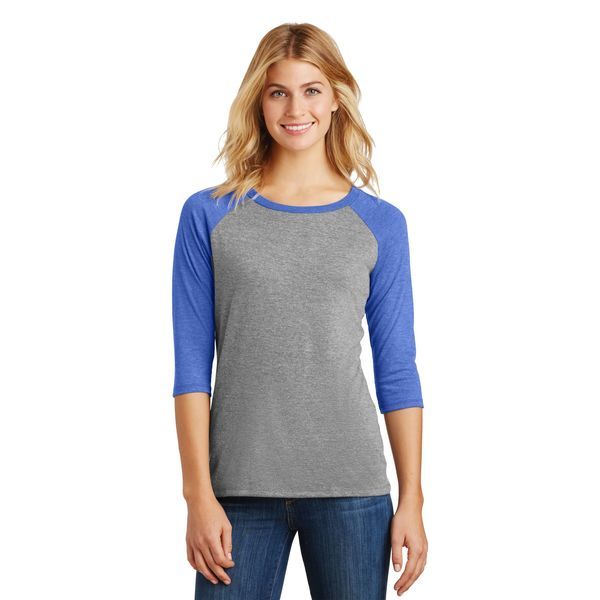 District Made® Perfect Tri™ Ladies' 3/4-Sleeve Raglan