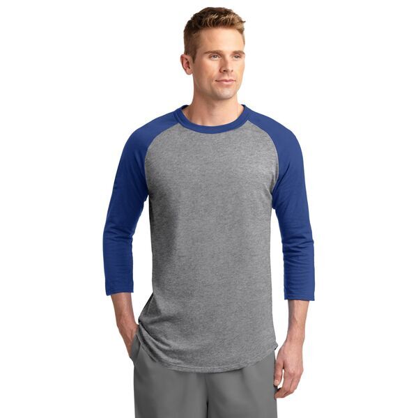 Sport-Tek® Cotton Colorblock 3/4 Sleeve Raglan Men's Jersey