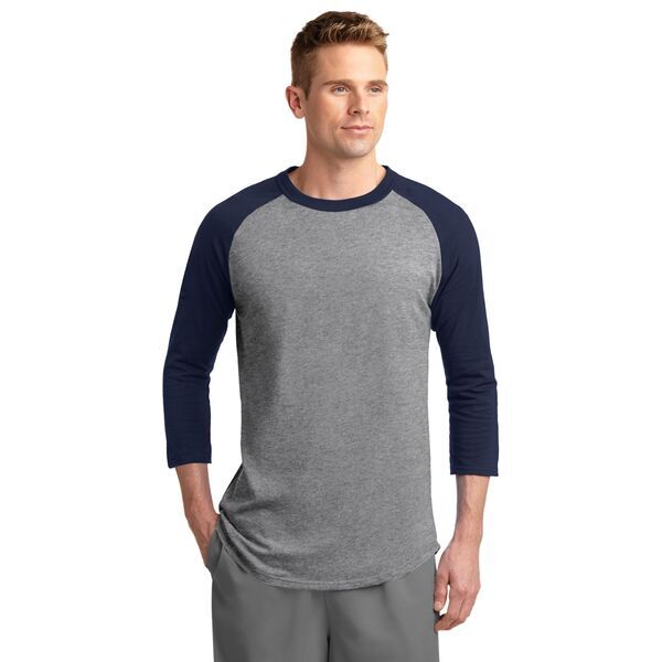 Sport-Tek® Cotton Colorblock 3/4 Sleeve Raglan Men's Jersey