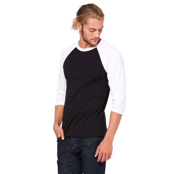 Bella + Canvas® Poly Cotton Unisex Baseball 3/4-Sleeve Tee