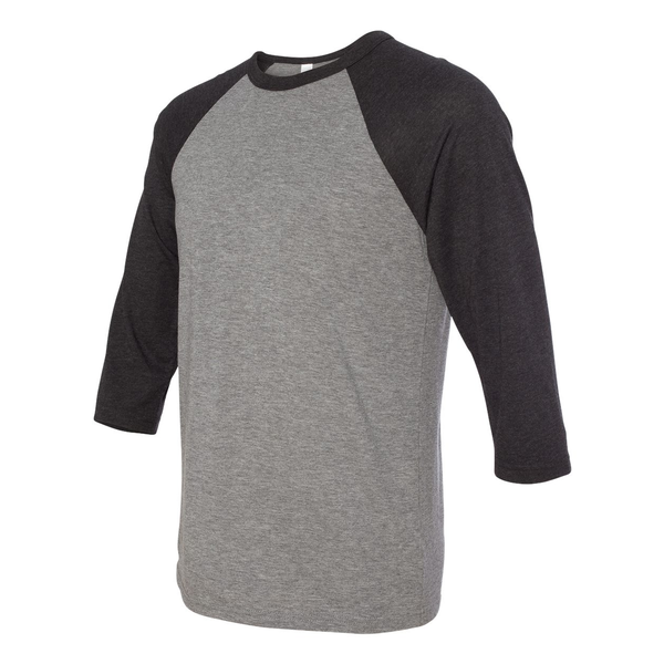 Bella + Canvas® Poly Cotton Unisex Baseball 3/4-Sleeve Tee