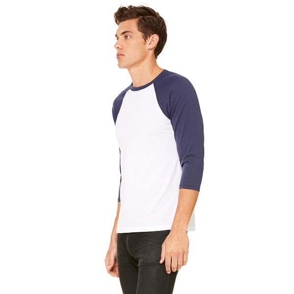 Bella + Canvas® Poly Cotton Unisex Baseball 3/4-Sleeve Tee
