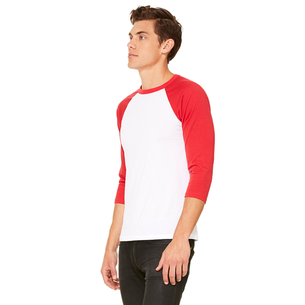 Bella + Canvas® Poly Cotton Unisex Baseball 3/4-Sleeve Tee