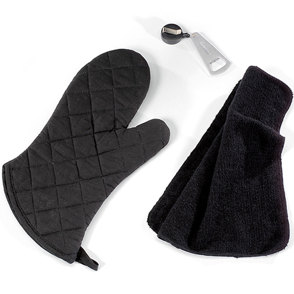 Grill Master Apron Kit with Mitt, Towel & Opener