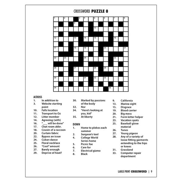 Large Print Crossword Puzzle Book with Pencil Vol 2 Health
