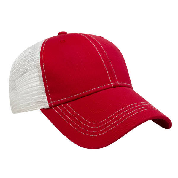 Classic Contrast Stitch Chino Constructed Cap with Mesh Back