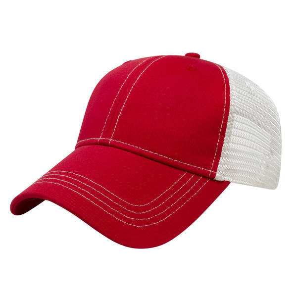 Classic Contrast Stitch Chino Constructed Cap with Mesh Back