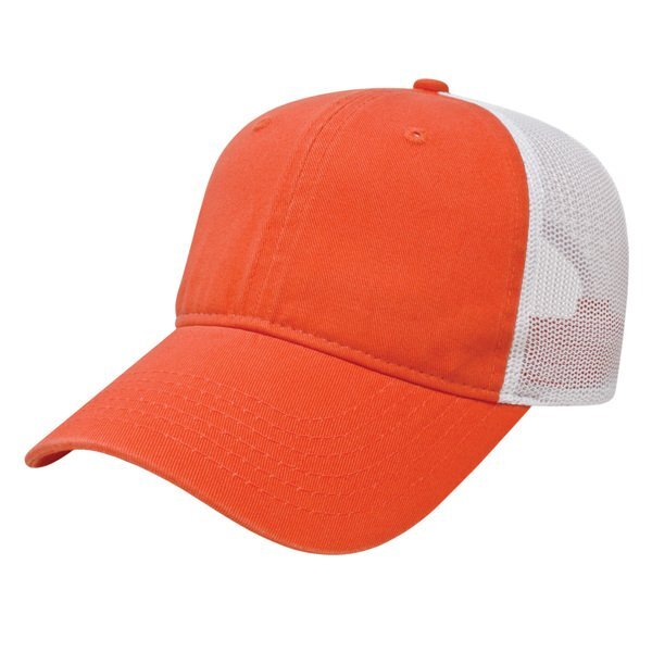 Two Tone Washed Chino Unconstructed Cap with Ultra Soft Mesh Back