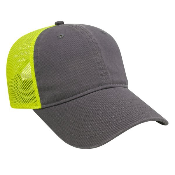 Two Tone Washed Chino Unconstructed Cap with Ultra Soft Mesh Back