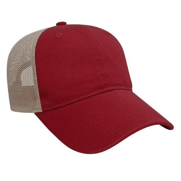 Two Tone Washed Chino Unconstructed Cap with Ultra Soft Mesh Back