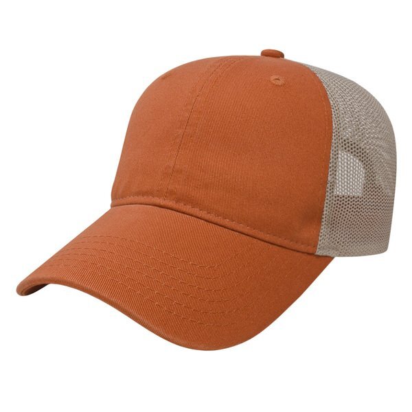 Two Tone Washed Chino Unconstructed Cap with Ultra Soft Mesh Back