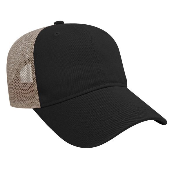 Two Tone Washed Chino Unconstructed Cap with Ultra Soft Mesh Back