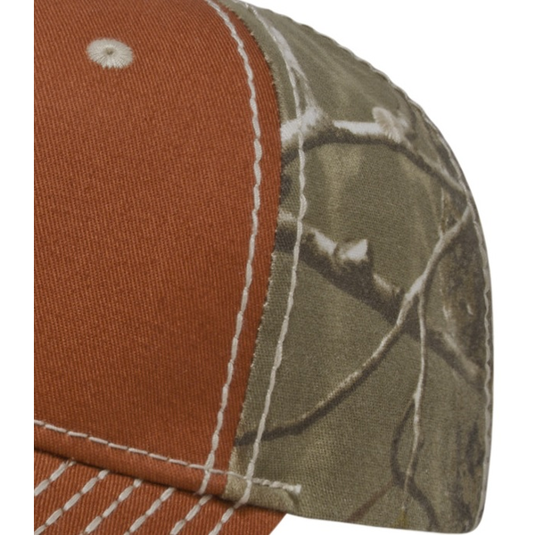 Heavy Contrast Stitch Chino Constructed Cap with Realtree® Camo Back