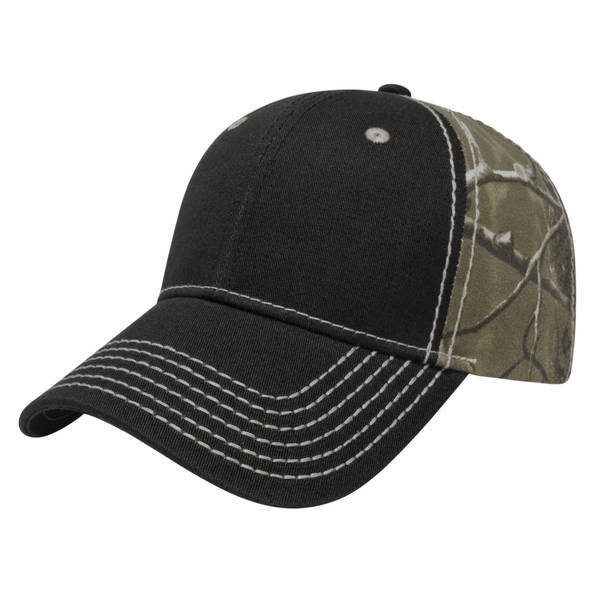 Heavy Contrast Stitch Chino Constructed Cap with Realtree® Camo Back