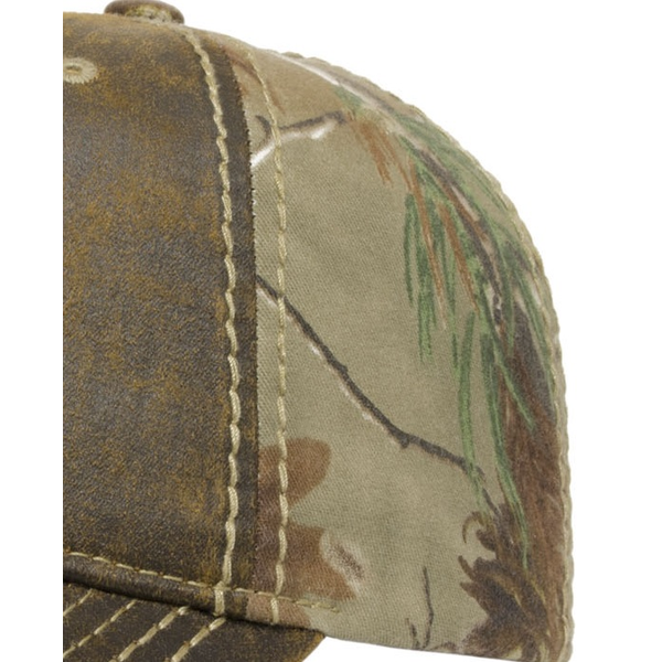 Faux Leathered Poly Cotton Unconstructed Cap with Realtree® Camo Back