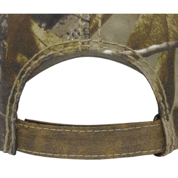Faux Leathered Poly Cotton Unconstructed Cap with Realtree® Camo Back