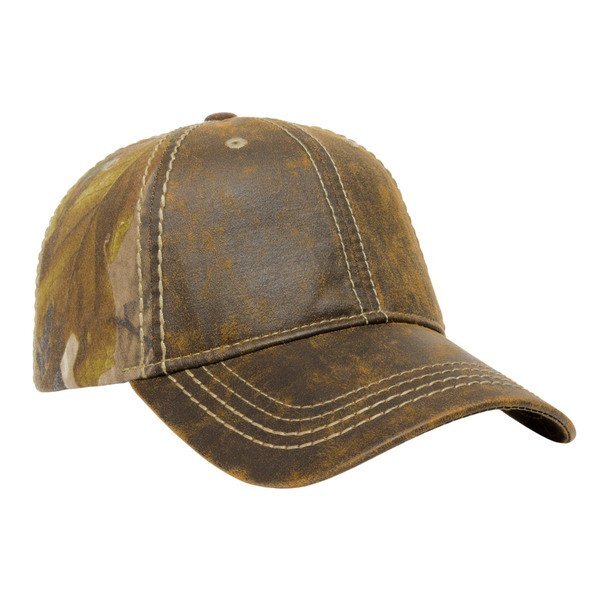 Faux Leathered Poly Cotton Unconstructed Cap with Realtree® Camo Back