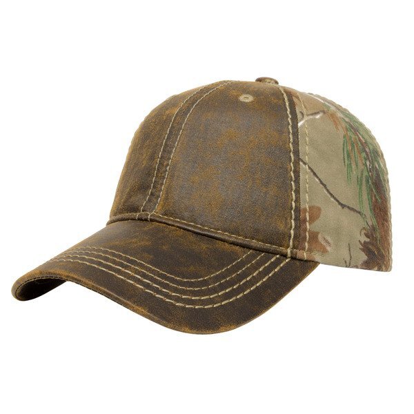 Faux Leathered Poly Cotton Unconstructed Cap with Realtree® Camo Back