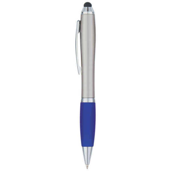 Satin Retractable Stylus Silver Barrel Pen