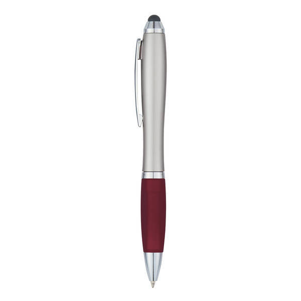 Satin Retractable Stylus Silver Barrel Pen