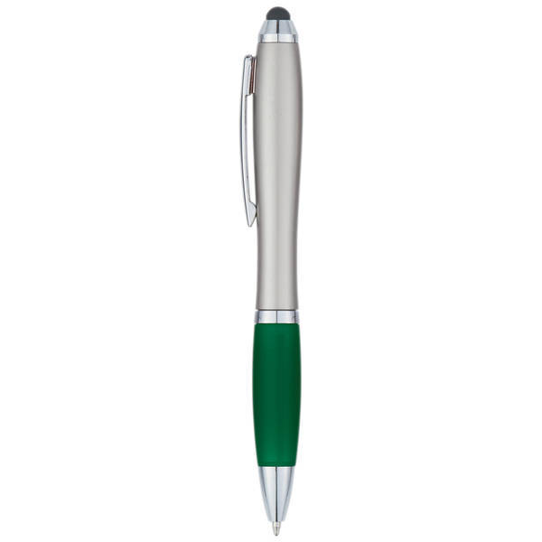 Satin Retractable Stylus Silver Barrel Pen