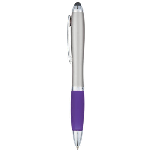 Satin Retractable Stylus Silver Barrel Pen