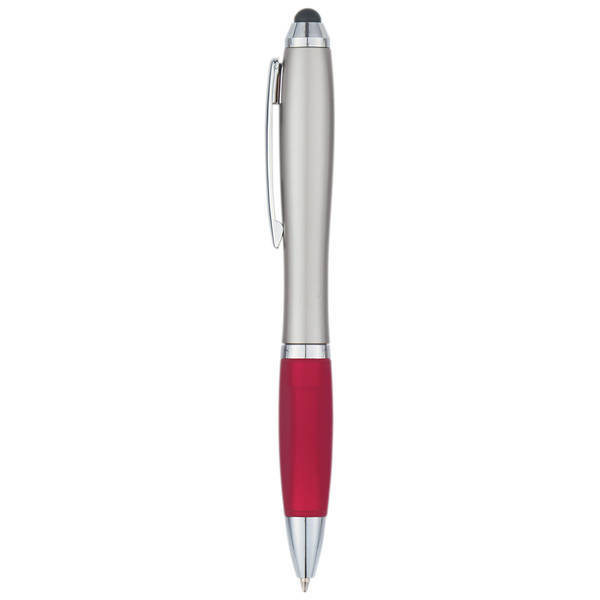 Satin Retractable Stylus Silver Barrel Pen