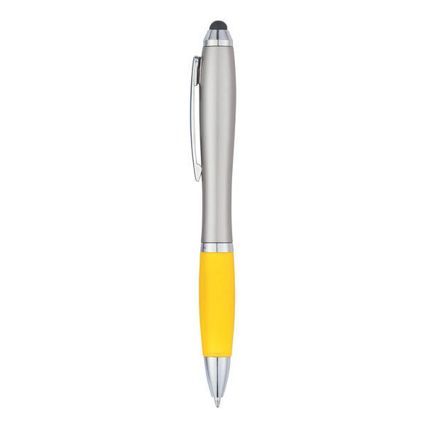 Satin Retractable Stylus Silver Barrel Pen